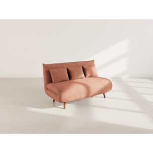 Lumi - Banquette convertible clic-clac 2 places en velours côtelé - Terracotta