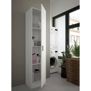 Armadio multiuso 1 anta Alexander, Mobile ausiliario, Guardaroba porta scarpe con ripiani, Scarpiera verticale, 37x37h180 cm, Bianco