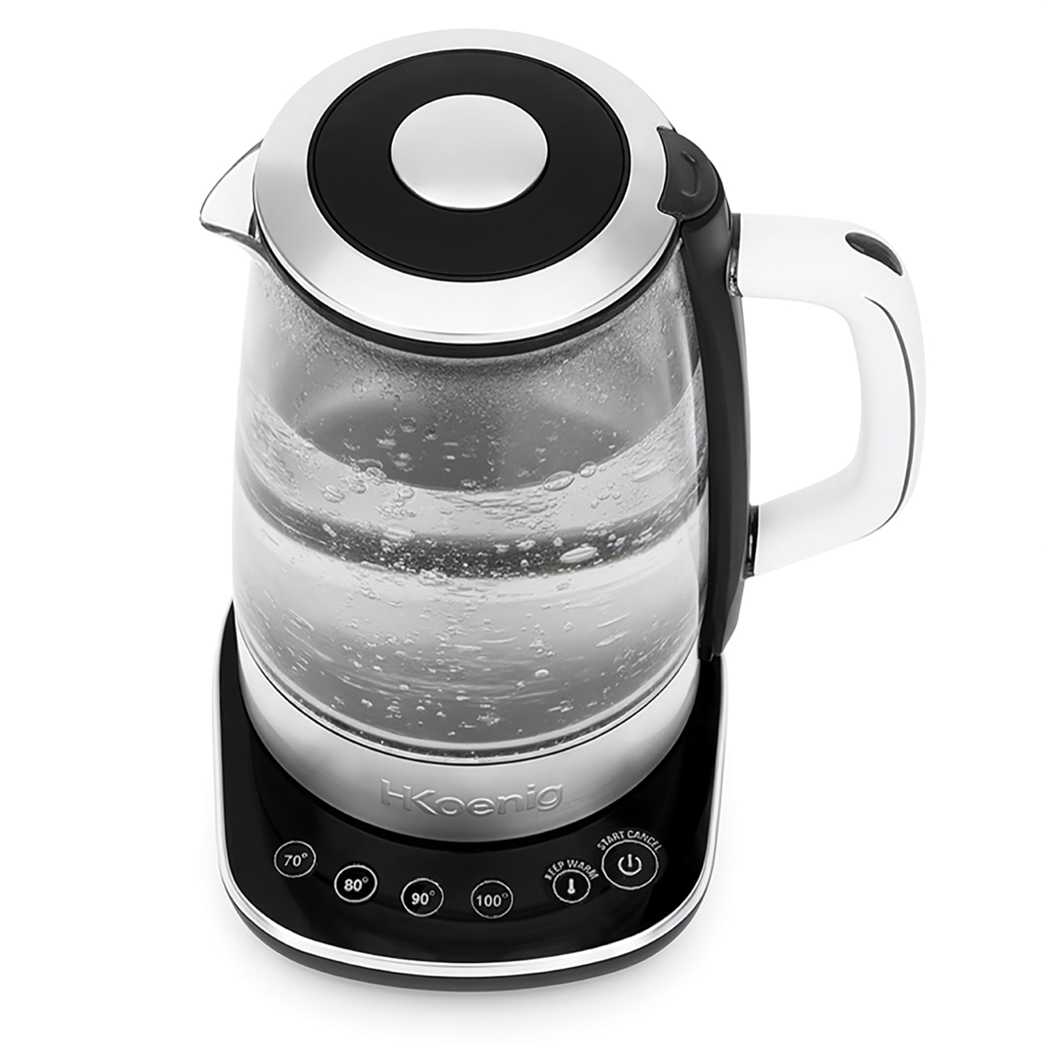 Hervidor eléctrico de vidrio, 1,5 L, regulable 70–100 °C, base giratoria 360°