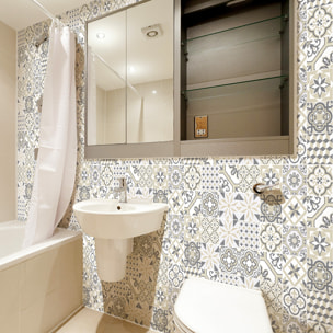 Stickers muraux - Sticker Mural Carrelage adhésif Cuisine Salle de Bain - 30 STICKERS CARREAUX DE CIMENT AZULEJOS NAVAJOS