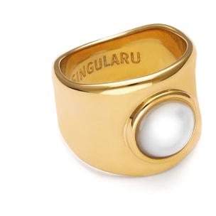 Anillo My Nácar Acero Baño Oro