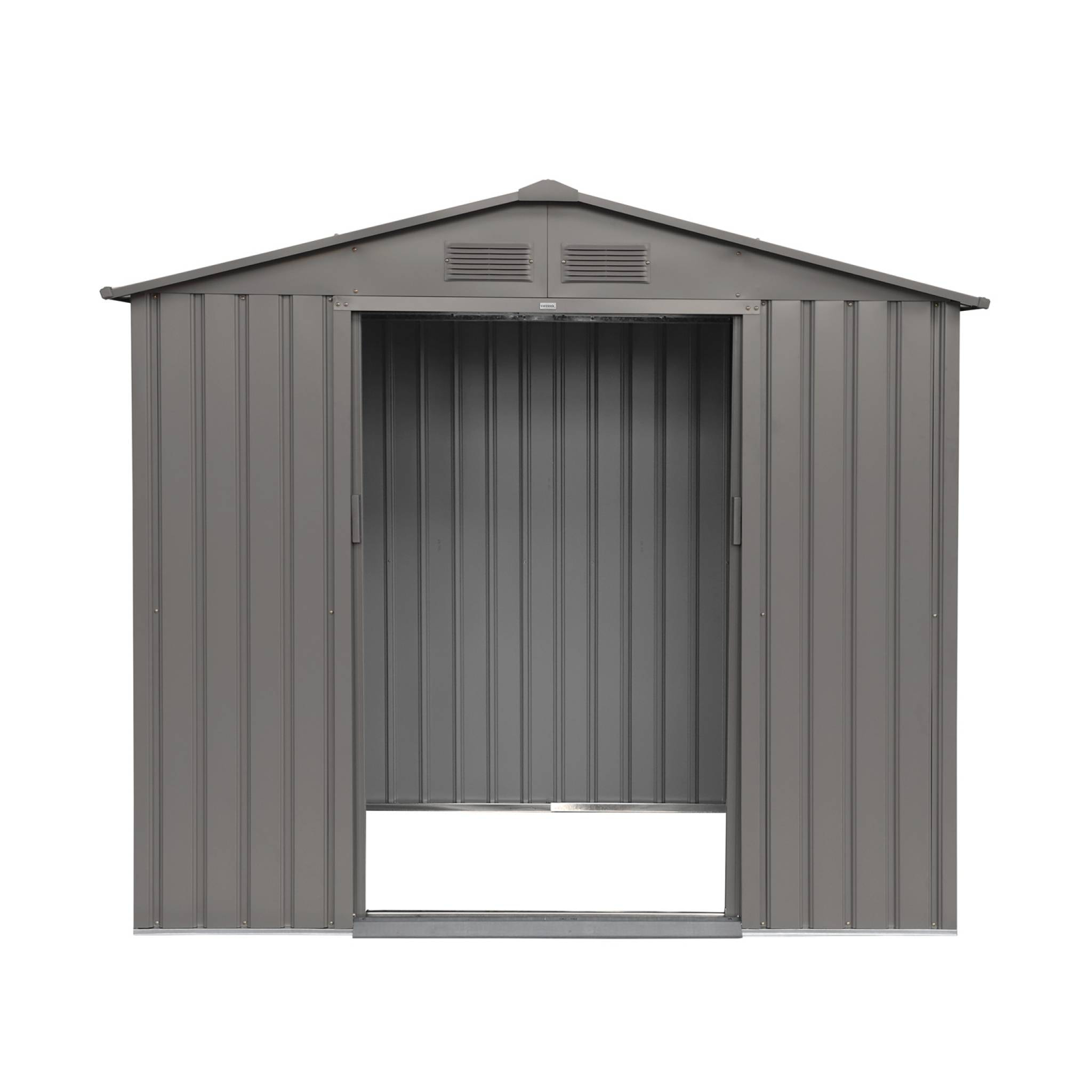 Abri de jardin en métal - Houtland. 2.71 m² taupe - Cabane à outils avec double portes coulissantes. kit de fixation sol inclus. L 213 x P 131 x H 185cm