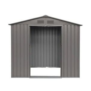 Abri de jardin en métal - Houtland. 2.71 m² taupe - Cabane à outils avec double portes coulissantes. kit de fixation sol inclus. L 213 x P 131 x H 185cm