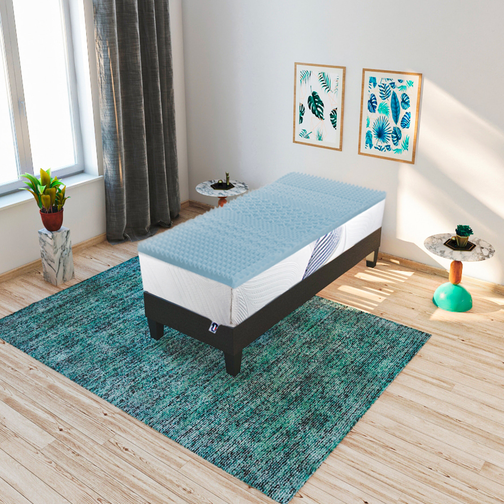 Surmatelas en gel de 6 cm - Bleu