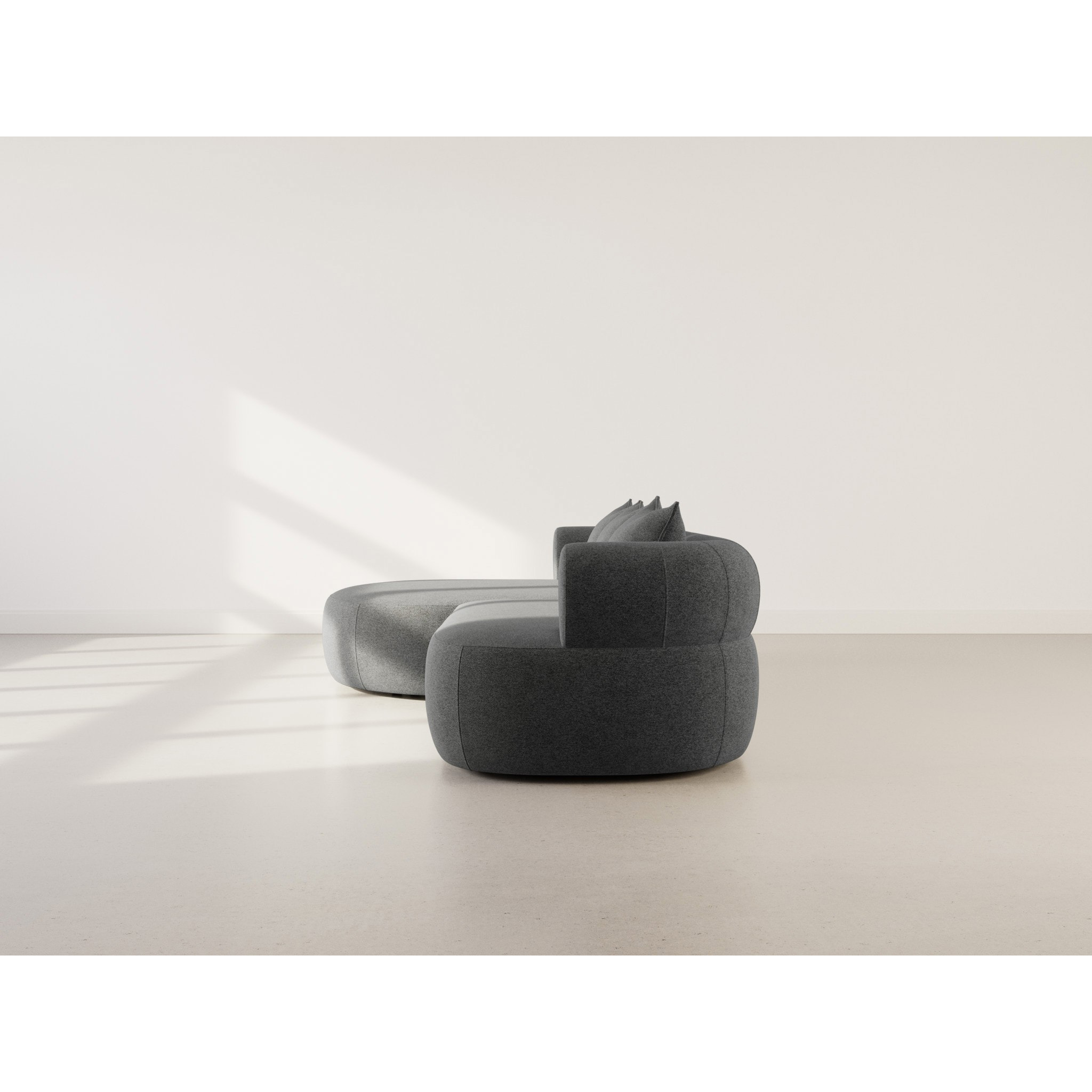 Angela - canapé d'angle gauche 4 places en velours texturé - Noir