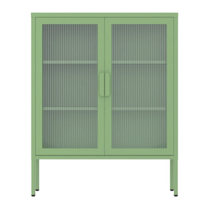 Vetrina in metallo 2 ante con ripiani 80x38x100h cm verde - Pop