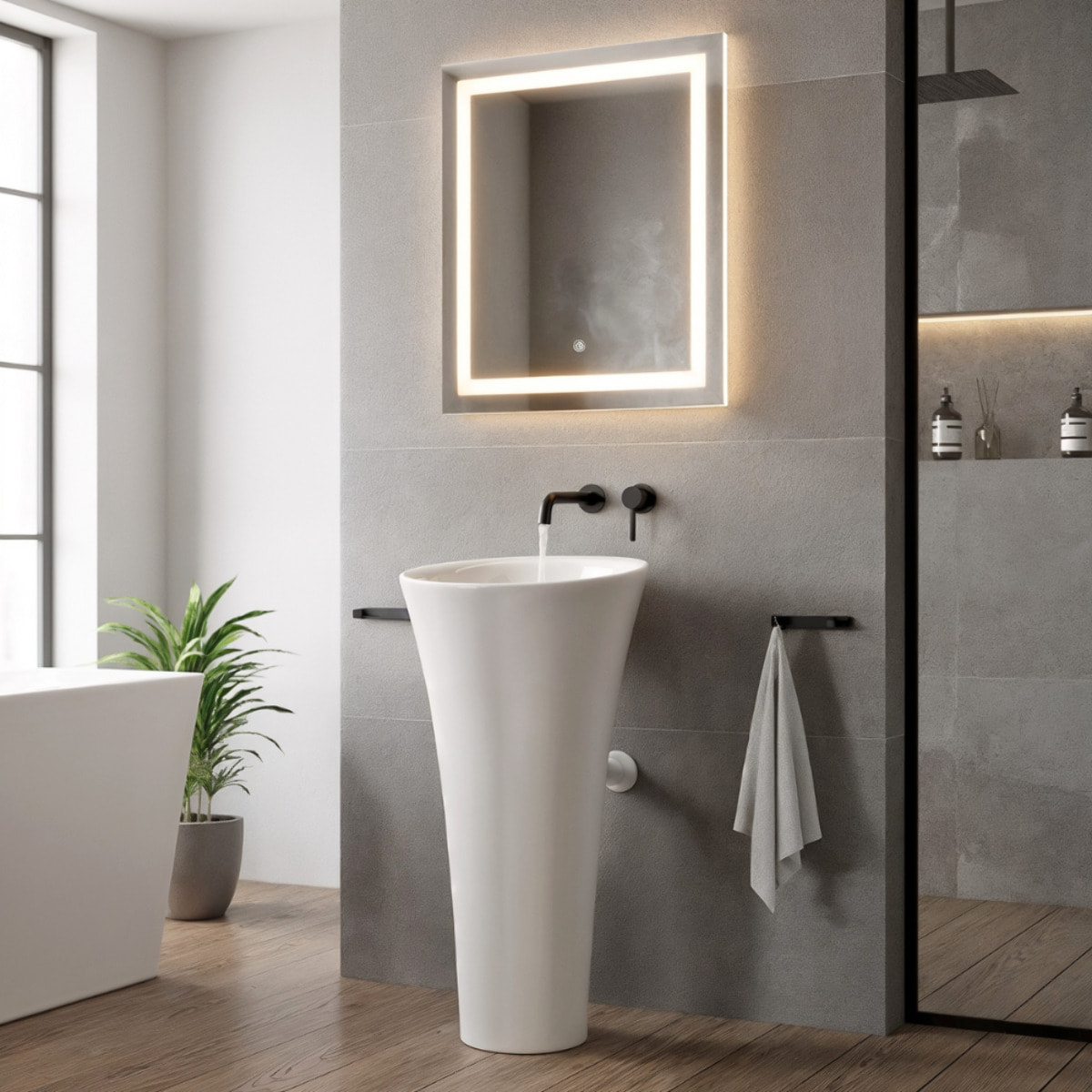 Vasque à poser en îlot SAT Fusion, 95 x 42,5 x 42,5 cm, 37 kg, en céramique blanche brillante (SATFUS9543)