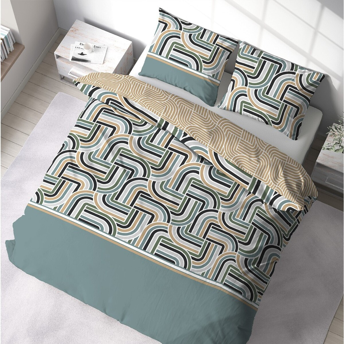 Parure de lit enfant coton vert