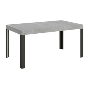 Table extensible 90x160/264 cm Linea Gris Béton cadre Anthracite