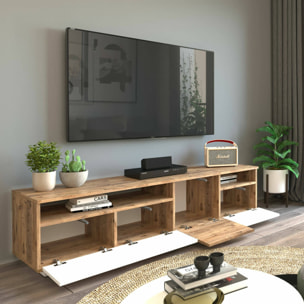 Mobile porta TV Dgiulian, Credenza da soggiorno, Armadio basso per TV, Base parete attrezzata, 180x45h45 cm, Quercia e Bianco