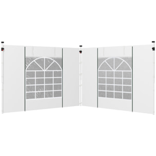 Paredes Laterales para Carpa de 2 Paneles 295x195 cm Cortina Lateral de Tela Oxford con Ventana Enrollable y Puerta con Cremallera para Carpa 3x3 m o 3x6 m Blanco