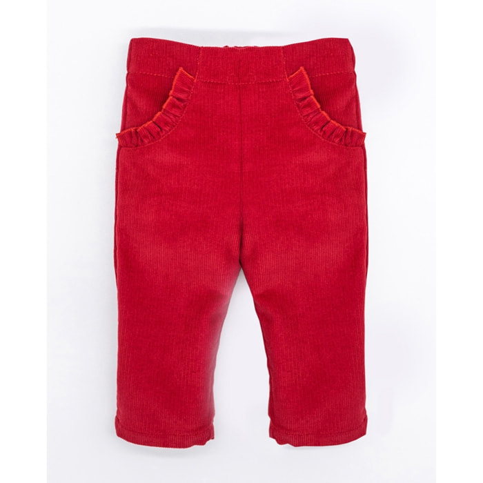 PANTALÓN VOLANTES MICROPANA ROJA