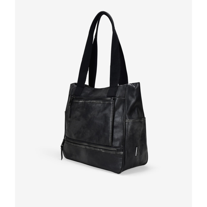 Bolso shopper negro con cremallera