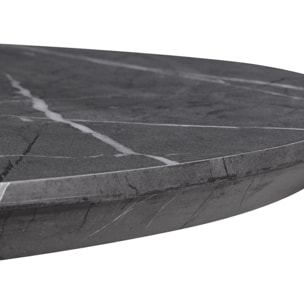 Tavolo da pranzo tondo 140 cm top effetto marmo grigio scuro - Gabry