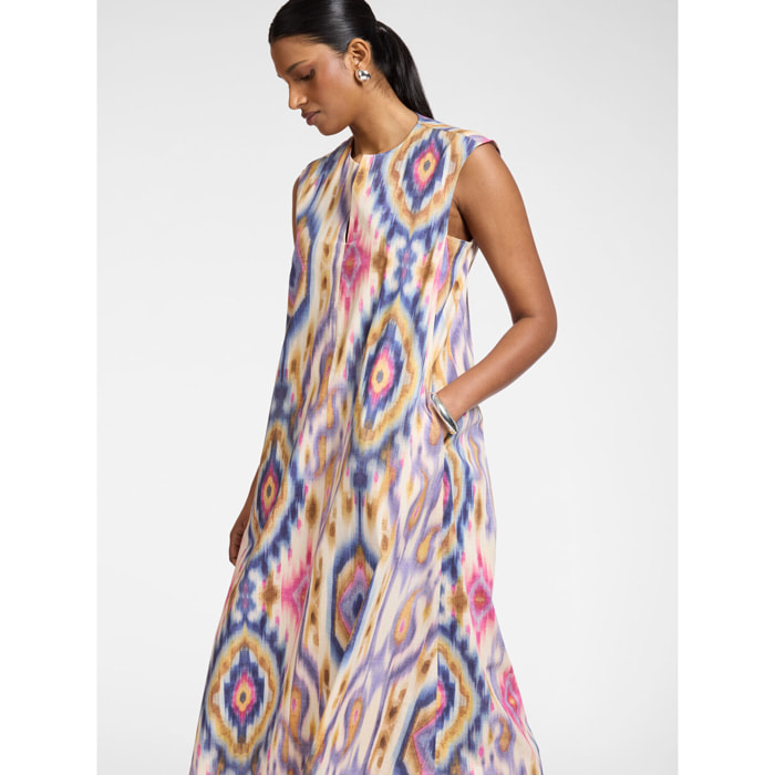 Elena Mirò - Vestido largo en popelín estampado - Violeta