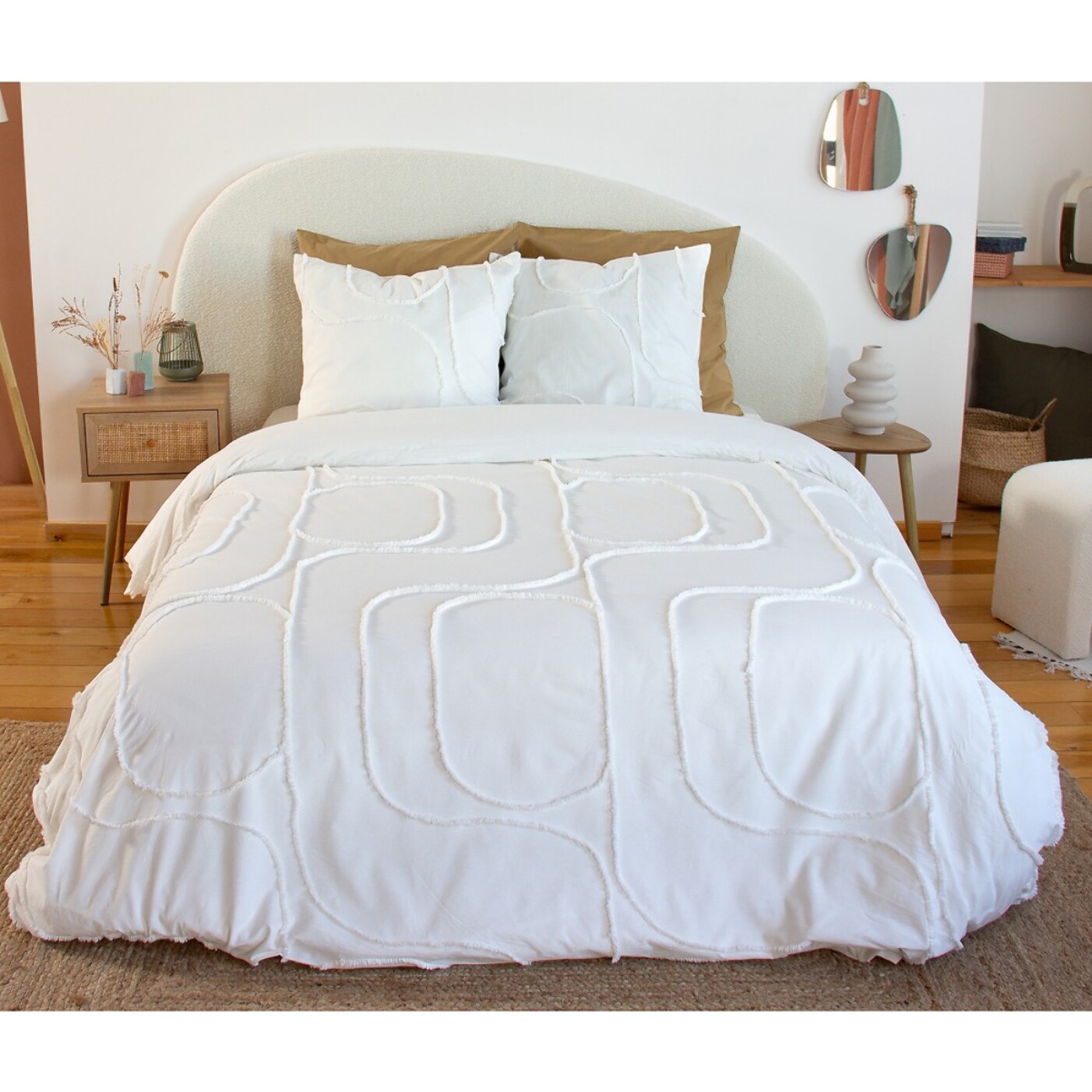 Parure housse de couette coton blanc