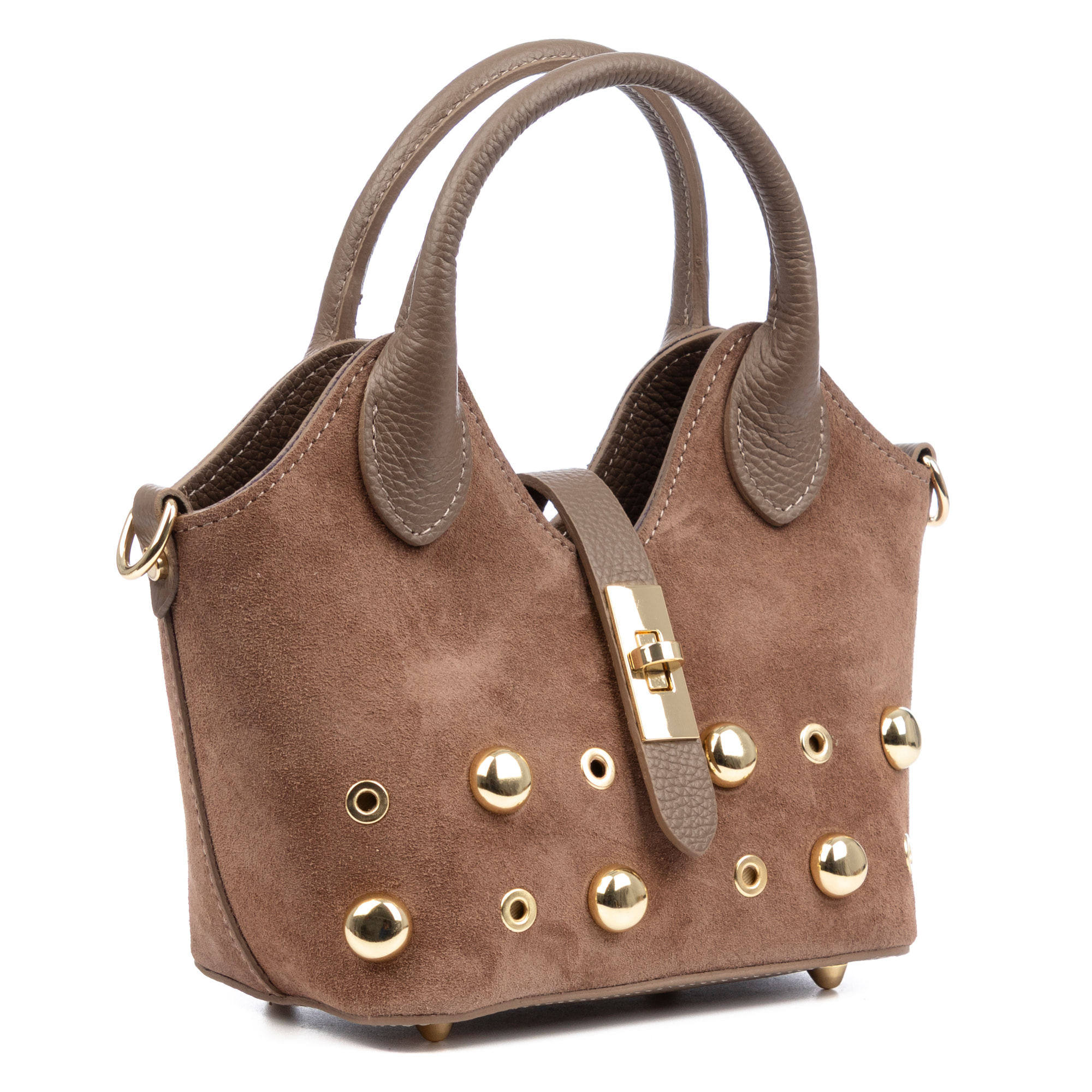 Barzanò Bolso de mano Mujer. Piel auténtica Gamuza con detalles metálicos.