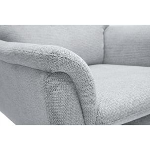 Fauteuil pivotant en tissu chenille gris et métal noir JONAH