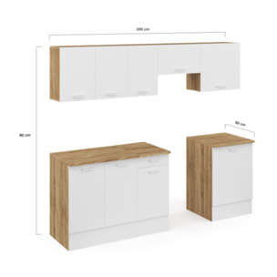 Ensemble de cuisine Allegra 240cm - Bois - Blanc