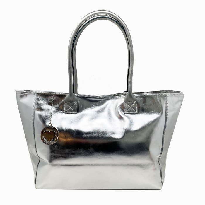 Chicca Borse - Borsa a Spalla Donna in Vera Pelle - Colore Argento