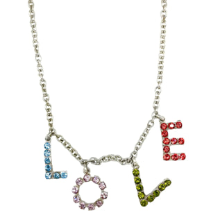 Collar largo MyLove plata 10µ y cristal SW en multicolor