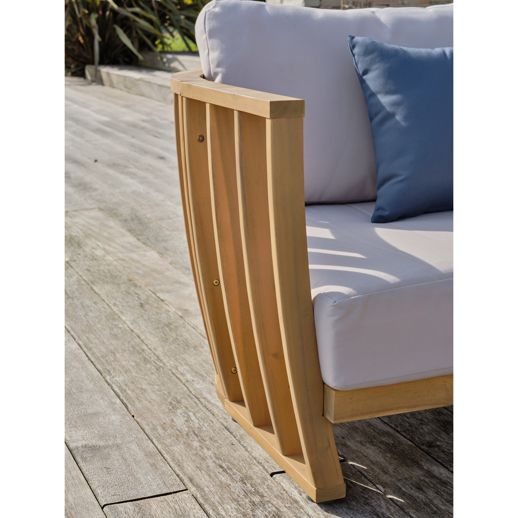 BOGOTA - Salon bas de jardin 5 places en bois d'acacia, plateau effet béton