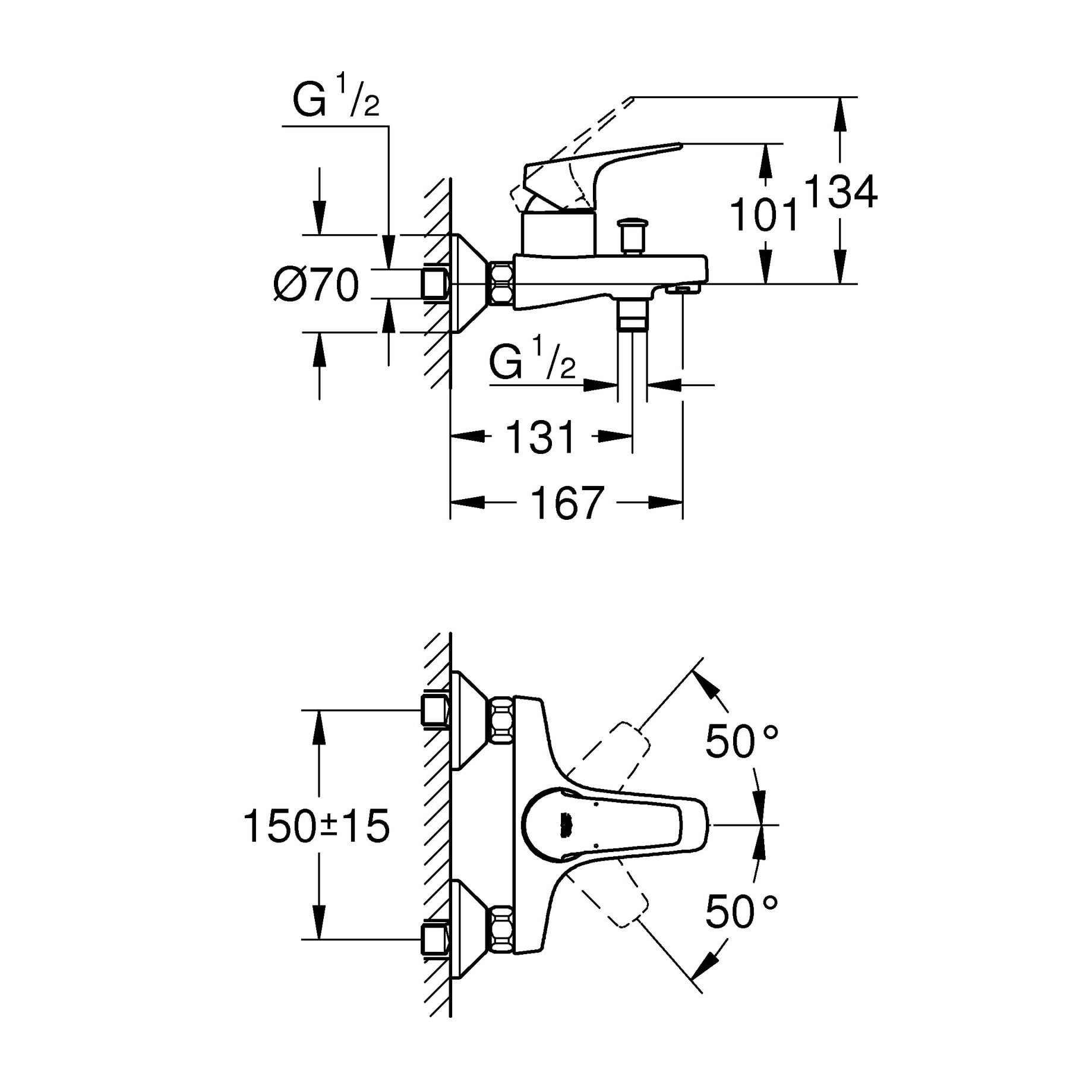 GROHE Start Flow Mitigeur monocommande Bain / Douche Chromé