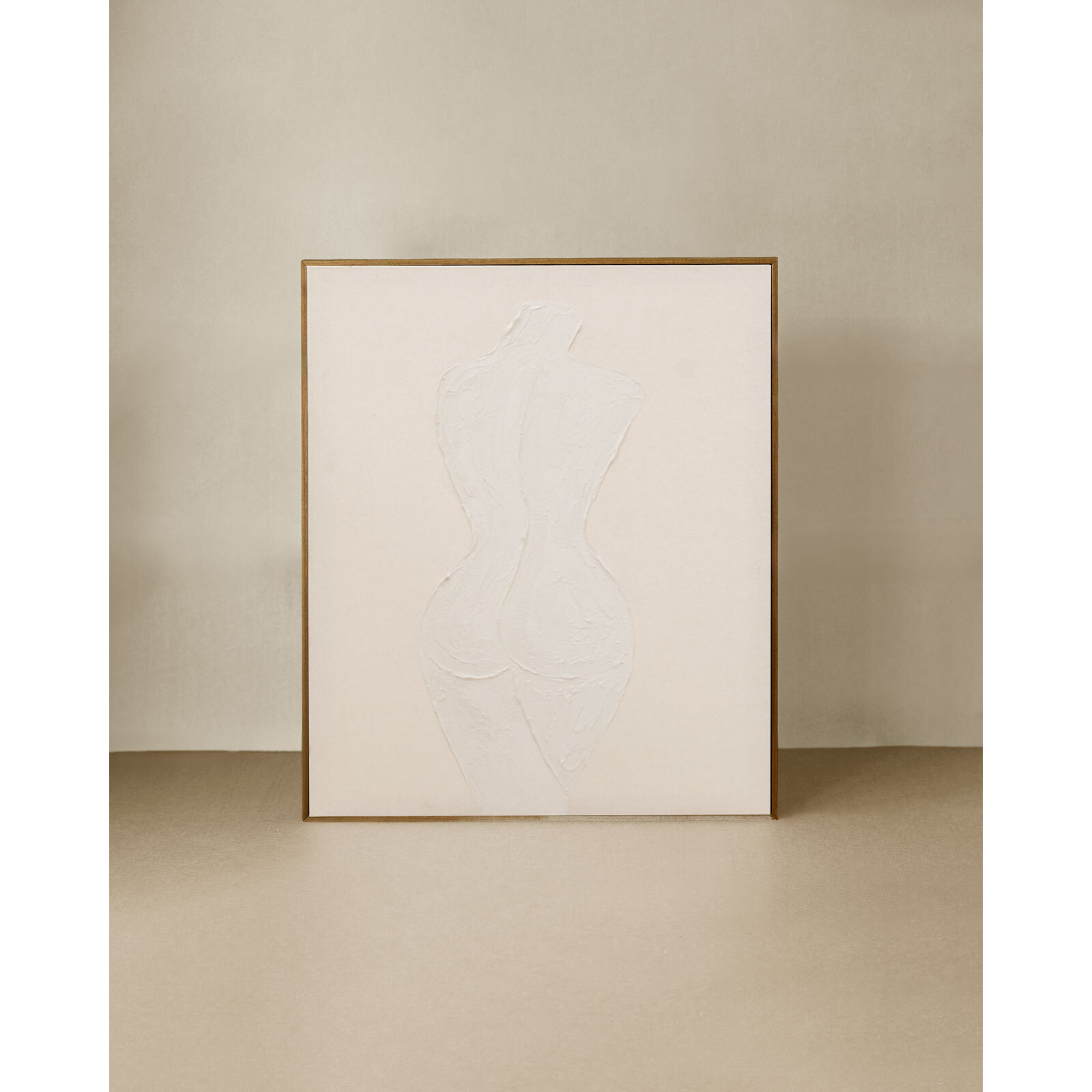 Tableau beige décoratif sur toile de coton avec cadre en bois peint à la main à la peinture à l'huile en différentes tailles