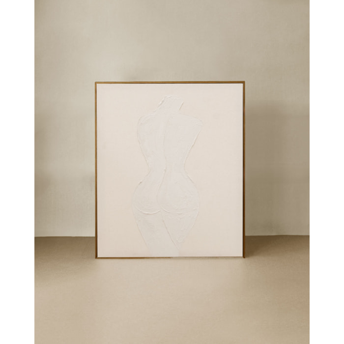 Tableau beige décoratif sur toile de coton avec cadre en bois peint à la main à la peinture à l'huile en différentes tailles