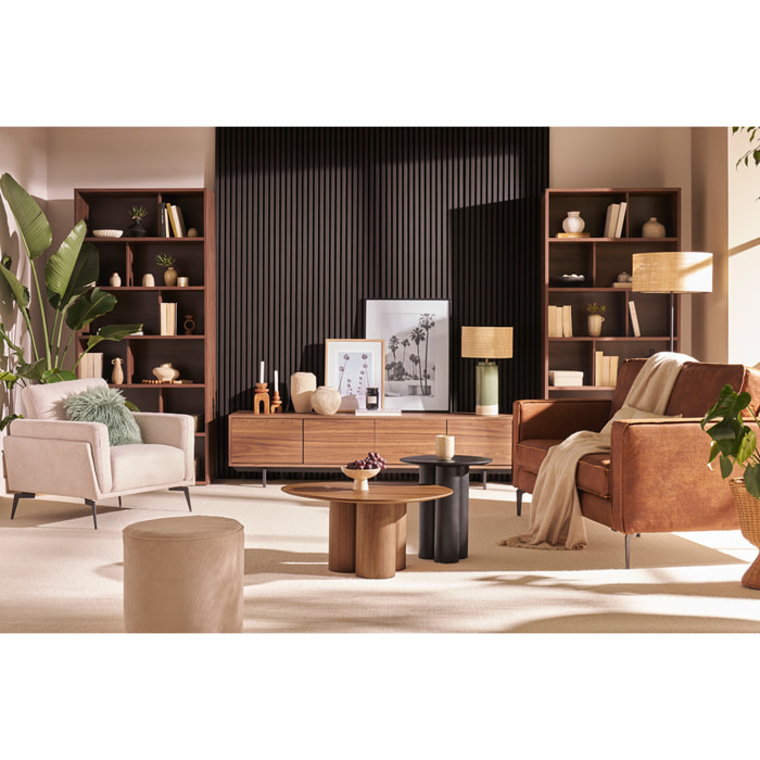 Table basse design bois foncé noyer L78 cm HOLLEN