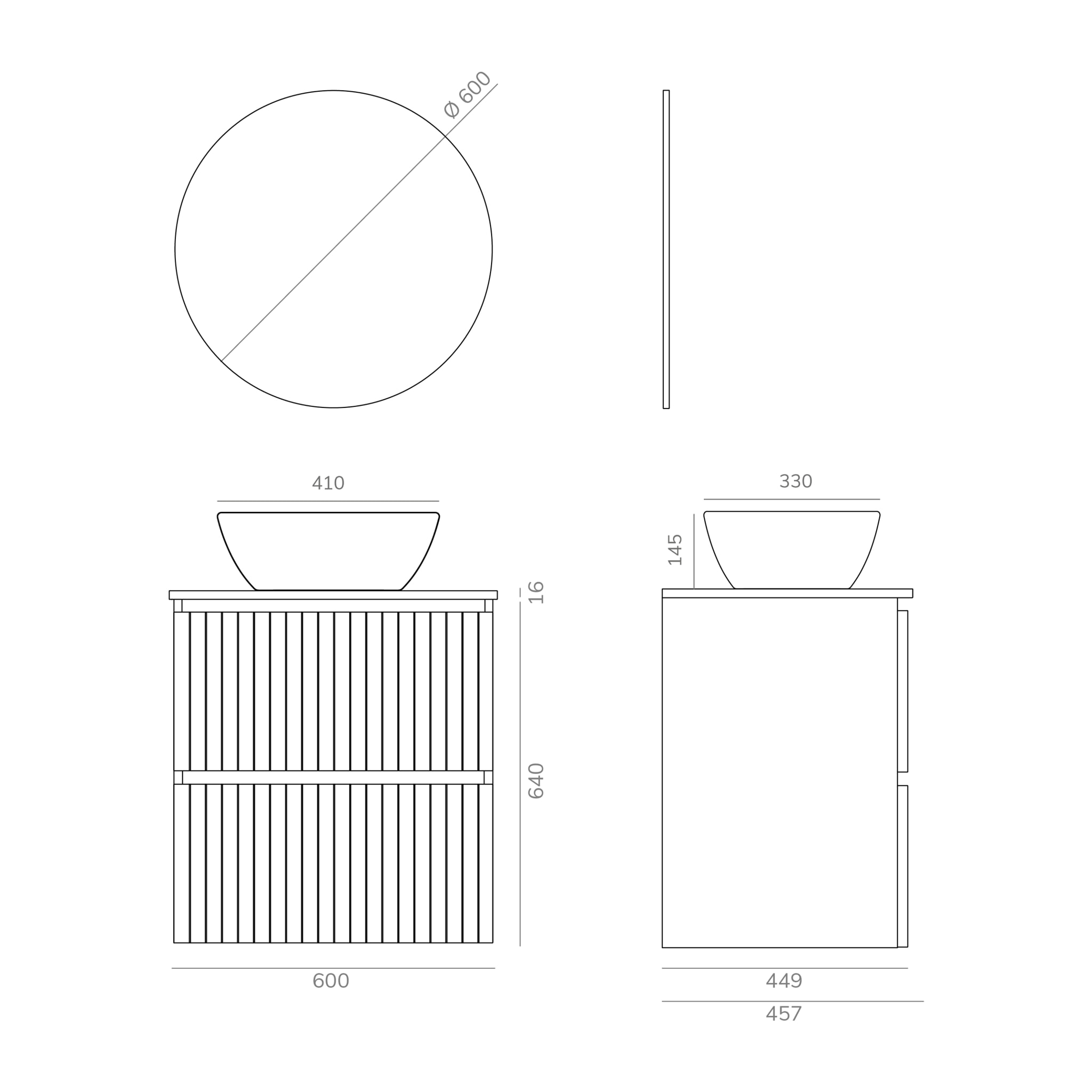 Ensemble de salle de bains Hali Alday, 60 cm, Boue