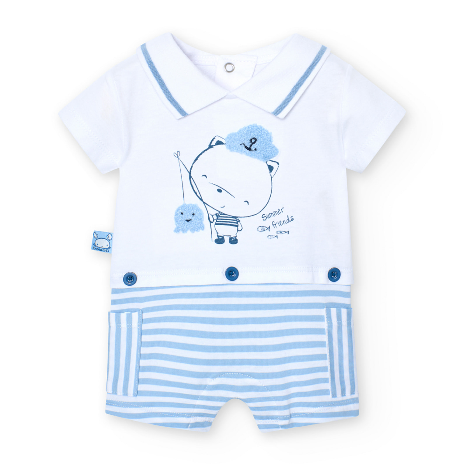 Pelele niÃ±o reciÃ©n nacido, algodÃ³n estampado, blanco