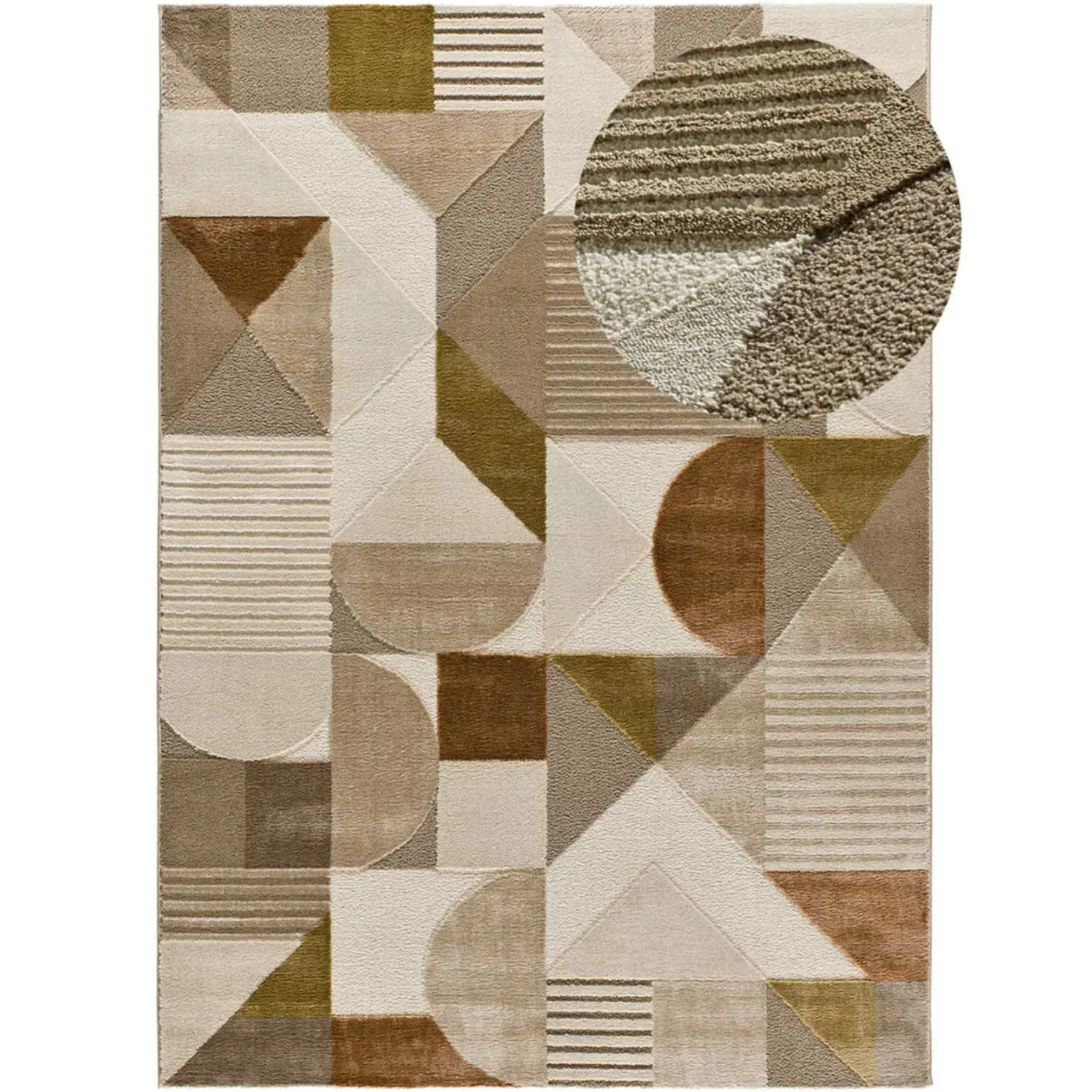 MELFI Alfombra geométrica con relieve en tonos cobrizos, varias medidas disponibles