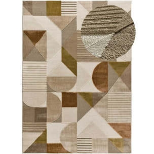MELFI Alfombra geométrica con relieve en tonos cobrizos, varias medidas disponibles