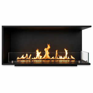 Urano 120 - Camino a Bioetanolo da Incasso Angolare Destro 120x50x30 cm con Bruciatore 3lt in Acciaio