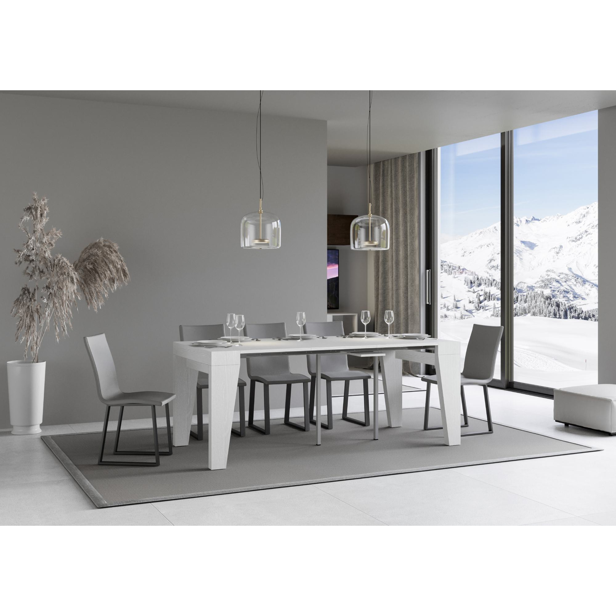 Consola extensible 90x40/196 cm Naxy Small Fresno Blanco