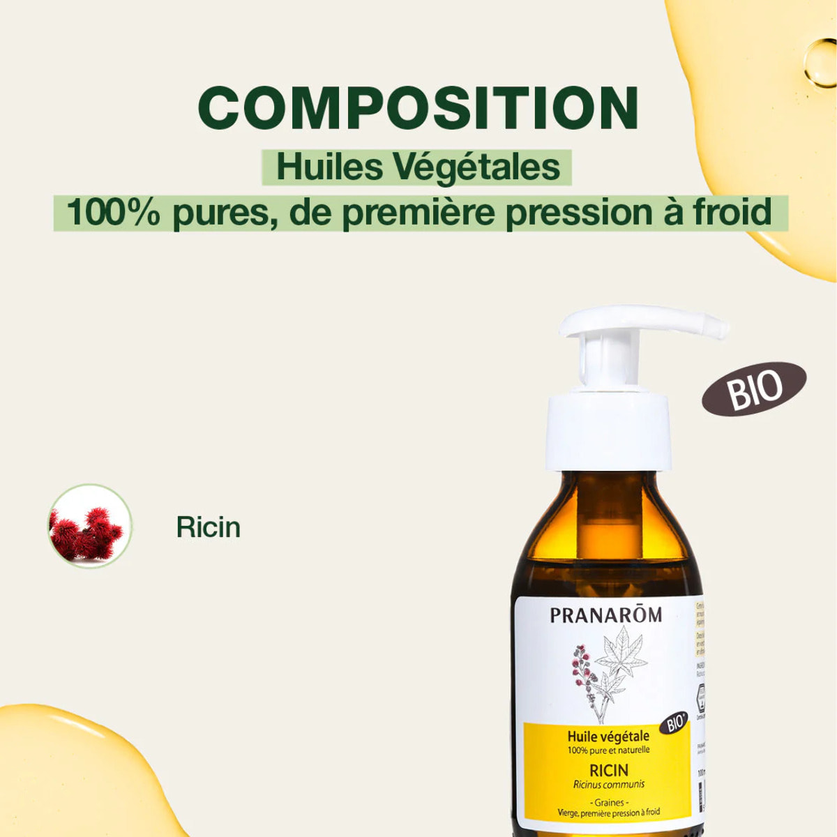 Pranarom - Huile Végétale de Ricin grand format - Bio - 100 ml