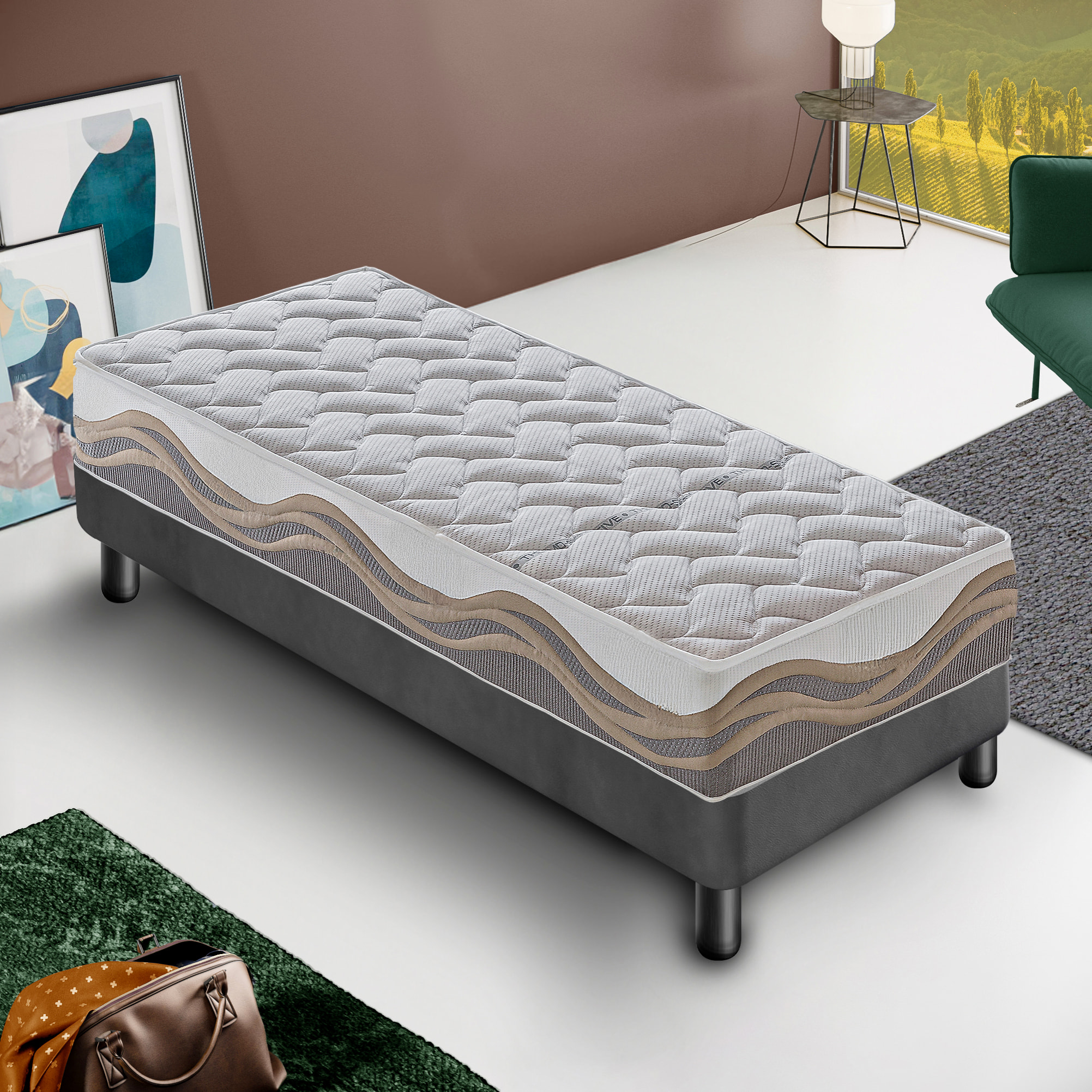 Materasso 80x200 Micromolle e Memory Foam - Alto 25 cm - Sfoderabile - Tessuto Thermosensitive