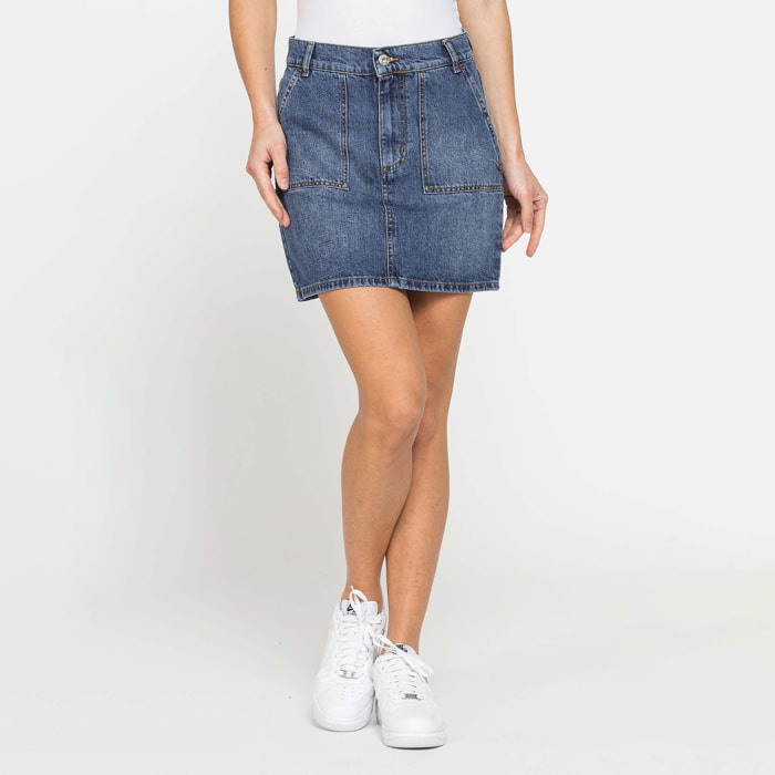 MINIGONNA IN DENIM 13 OZ CON TASCHE