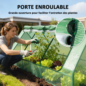 Mini serre de jardin 3 fenêtres en filet enroulables acier PE vert