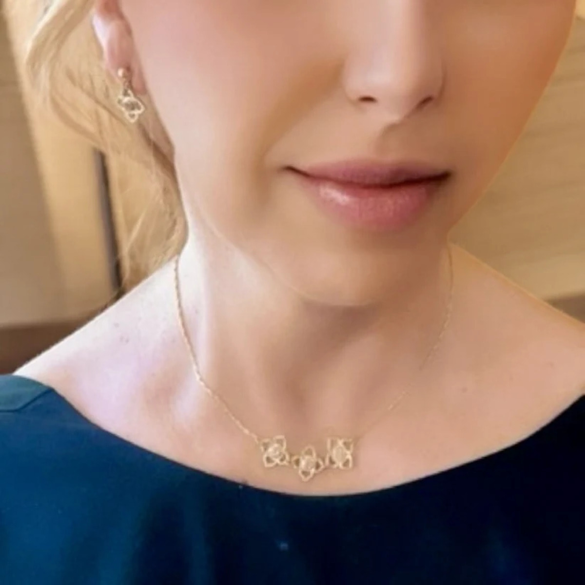 Conjunto Mismy Gargantilla y pendientes en dorado y cristal Sw color Rosa