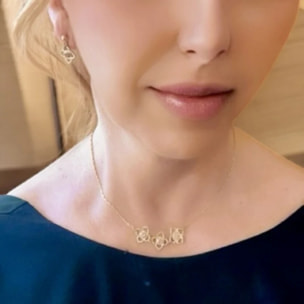 Conjunto Mismy Gargantilla y pendientes en dorado y cristal Sw color Rosa