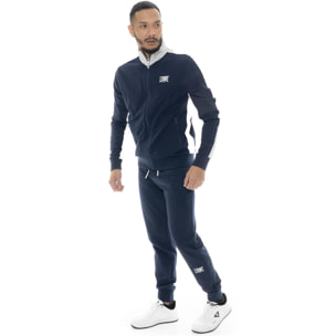 Tuta da uomo in cotone non garzato con colletto e zip Leone Basic