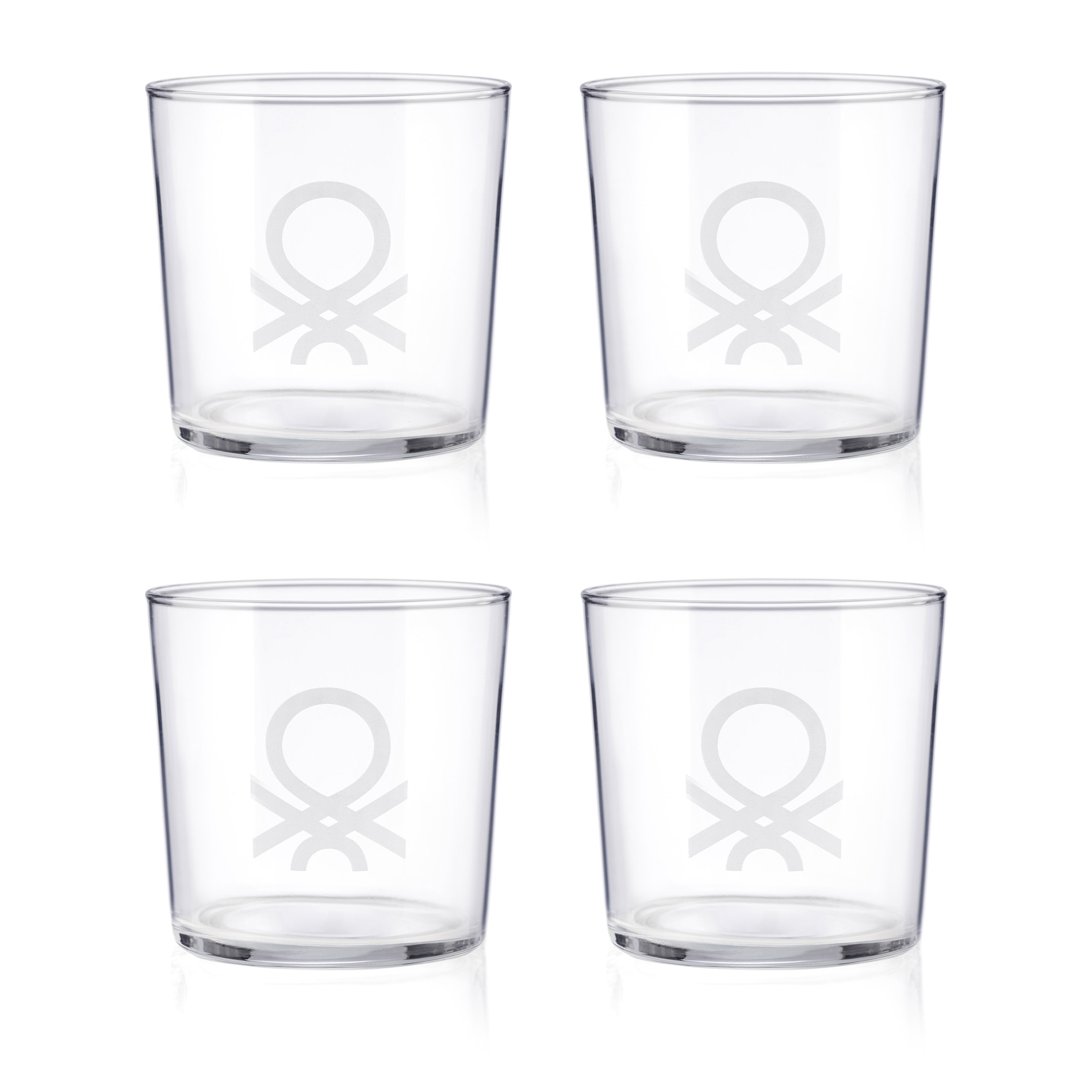 Set 4pcs vasos de agua cristal logo transparente  benetton