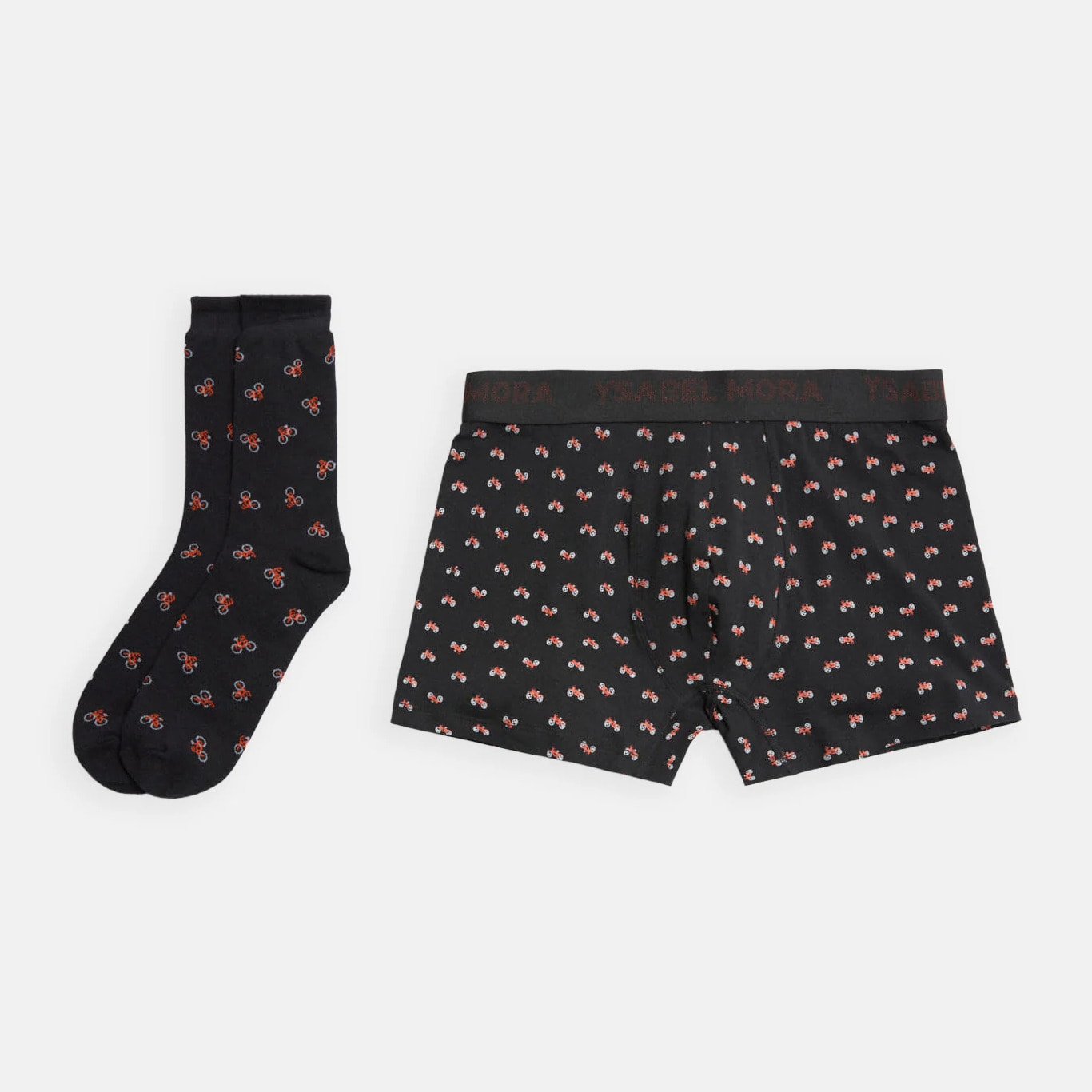 Confezione di boxer e calzini con stampa motociclistica