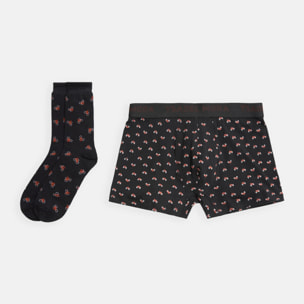 Confezione di boxer e calzini con stampa motociclistica