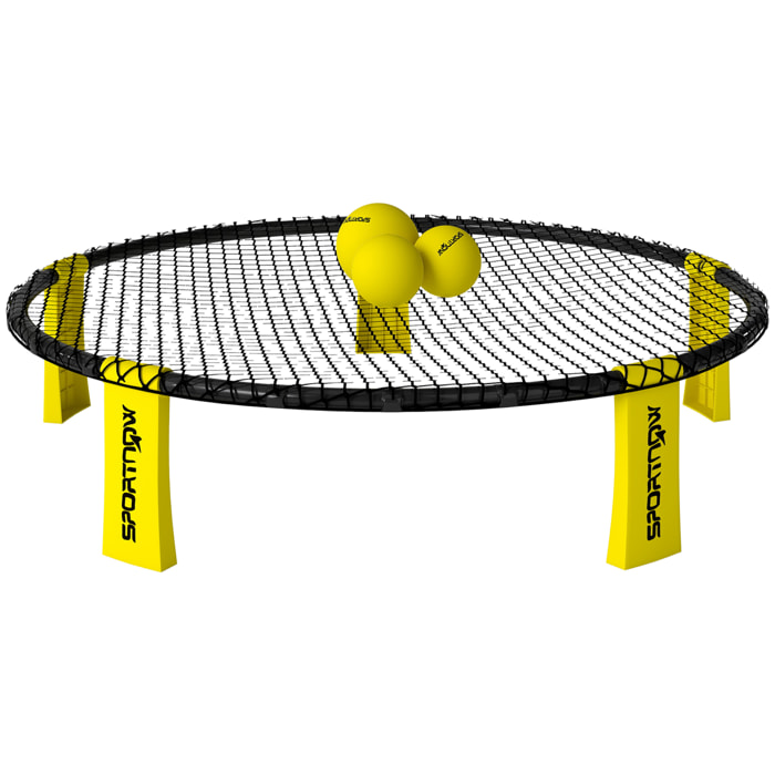 Jeu de plage Spikeball - set complet filet, 3 balles, pompe, sac transport - noir jaune