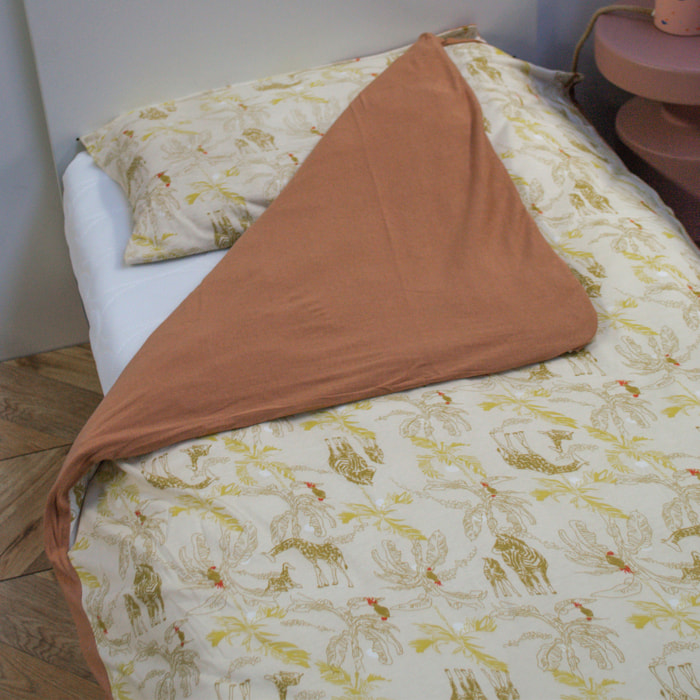 Parure de lit enfant animaux de safari - Jaune