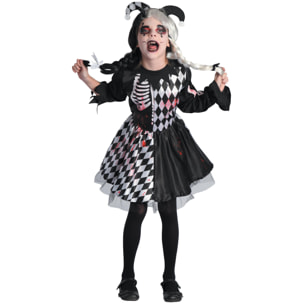 Horror Jester Girl Costume Halloween Giullare Orrore Bambina