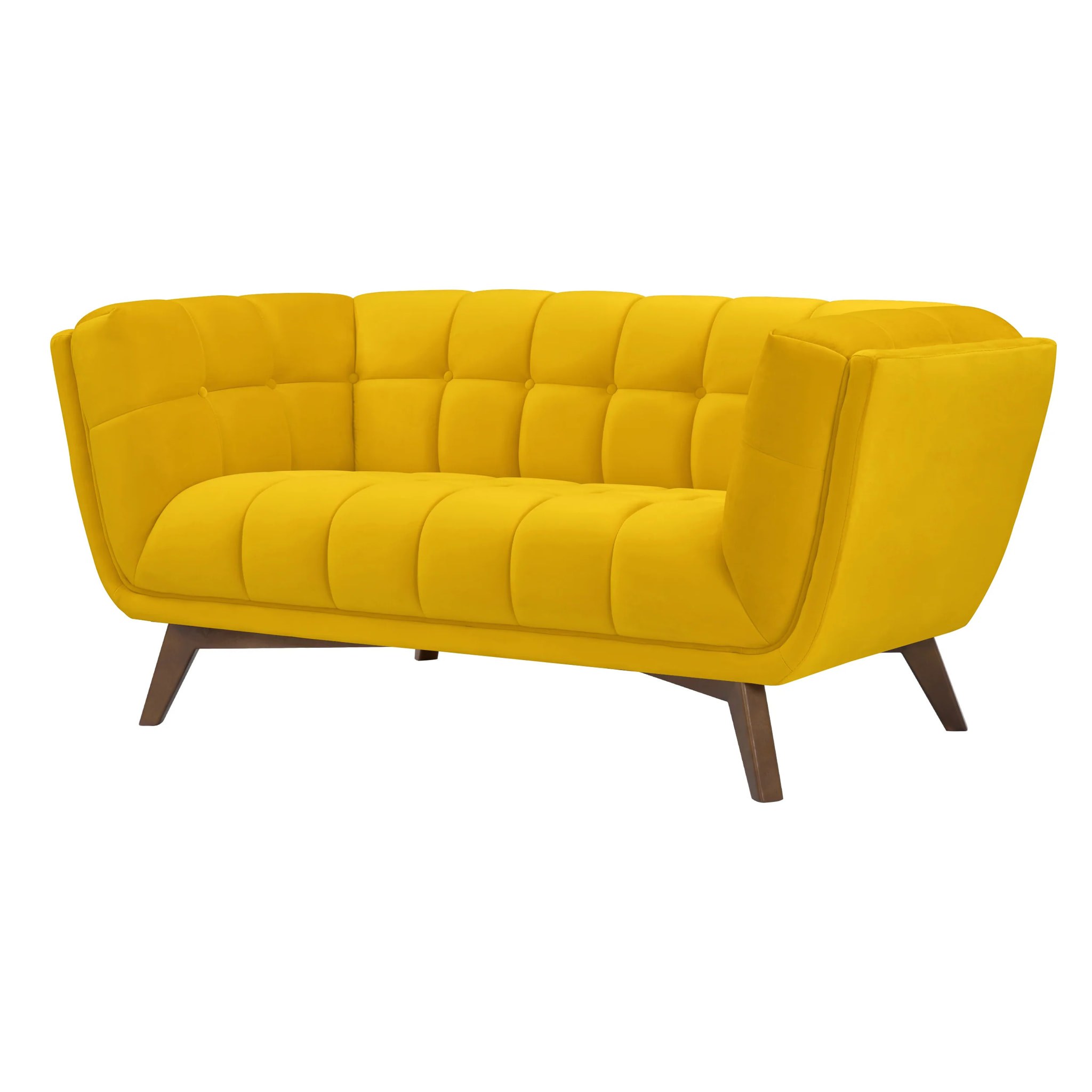 Canapé 2 places en velours jaune - Mona